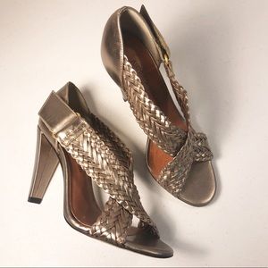 ANTONIO MELANI Bronze Braided Heels